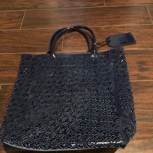 Plastic navy blue tote